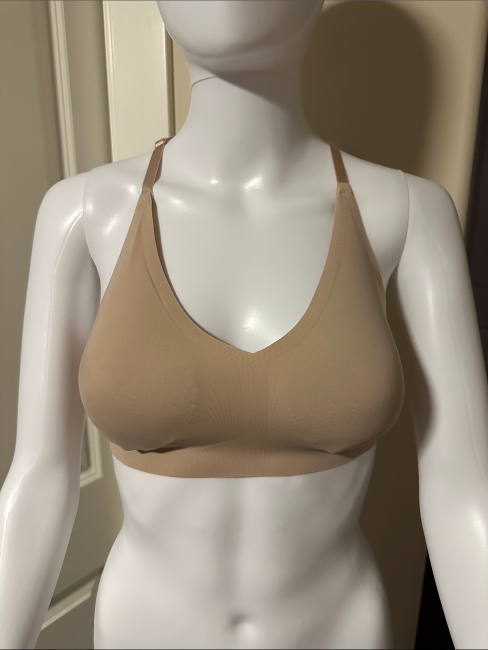 True & Co True Body Triangle Lace Racerback Bralette Beige S NWOT